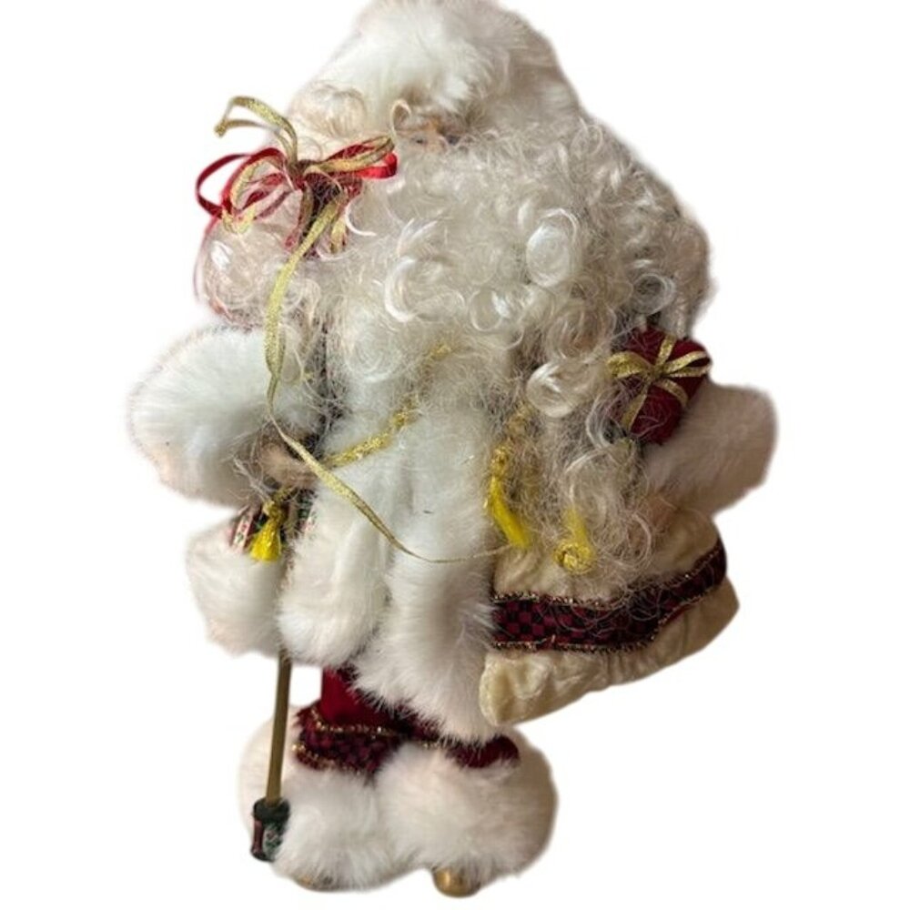 Vintage Santa Claus Figurine With Faux Fur Trim & Red/Green Festive Outfit